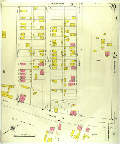 1916 Sanborn Fire Insurance Map of Moellenhoff tract