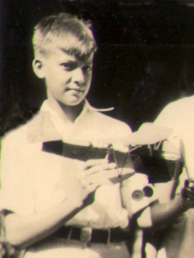 Lee with model airplane