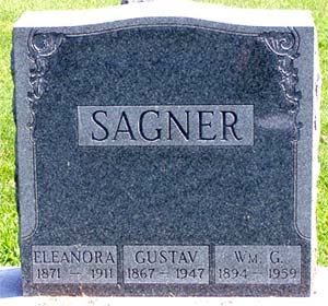 grave marker for Eleanora, Gustav and William Sagner