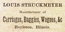 Ad for Louis Struckmeyer's Carriages, Buggies and Wagons